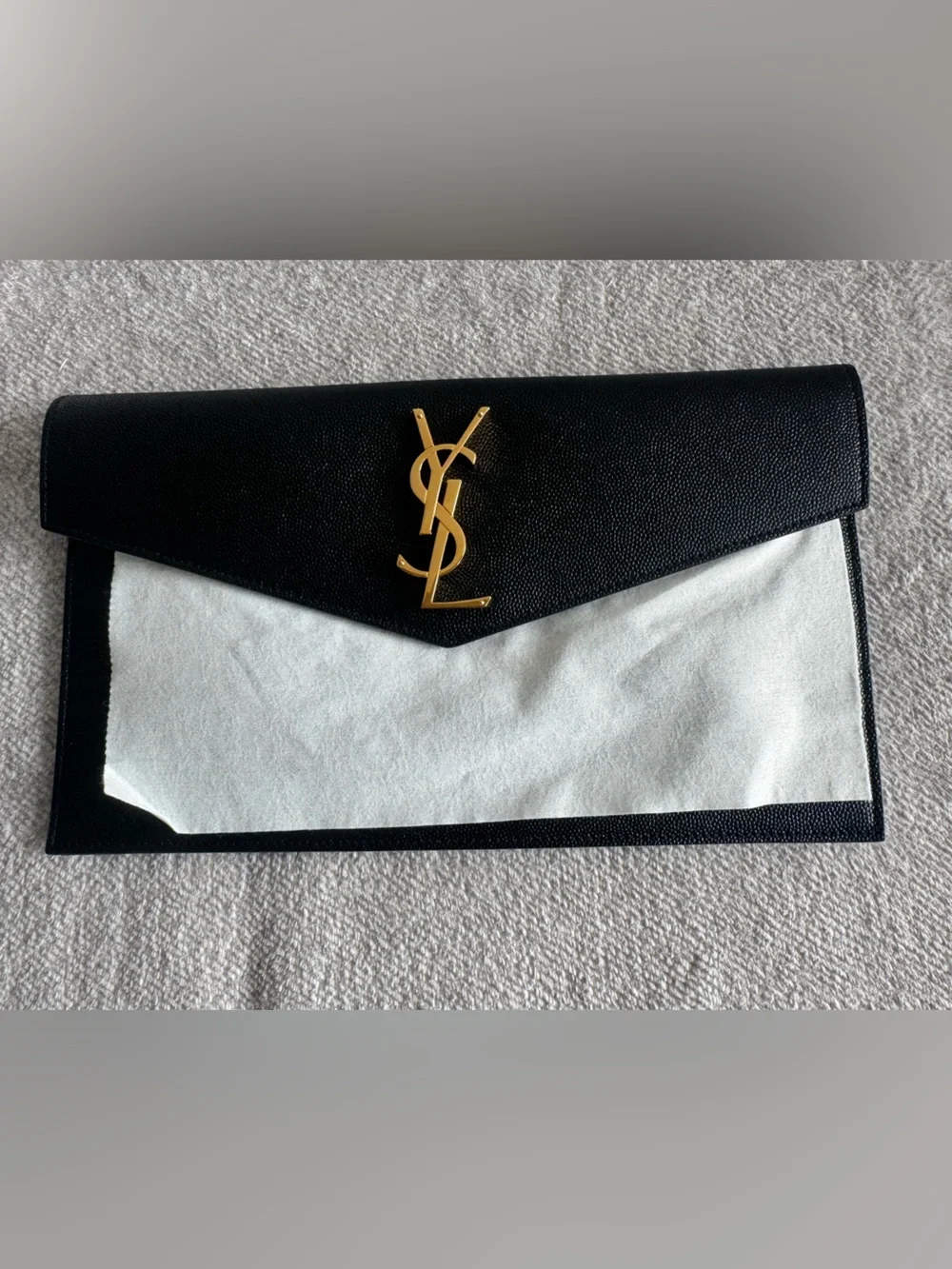Saint Laurent Uptown YSL Pouch in Grained Leather